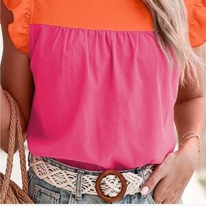 Hot Pink and Orange Shirt - Size XL - Perfect Condition